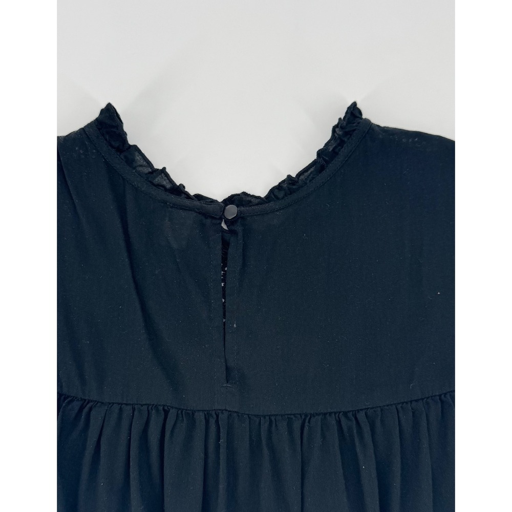 Old Navy Black Sleeveless Mock Neck Lace Yoke Peasant Blouse Womens Plus Size - Picture 7 of 7